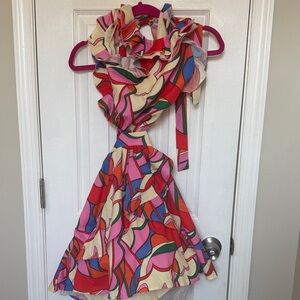 AKIRA Multicolor Abstract Halter Dress